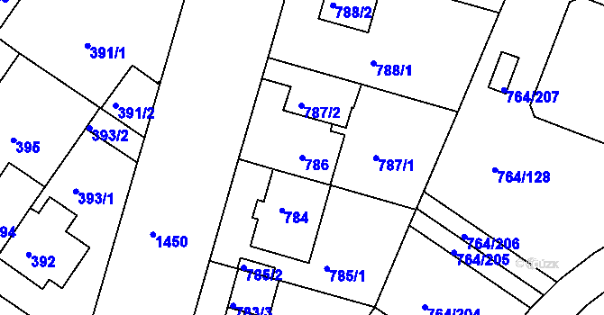 Parcela st. 786 v KÚ Jinonice, Katastrální mapa