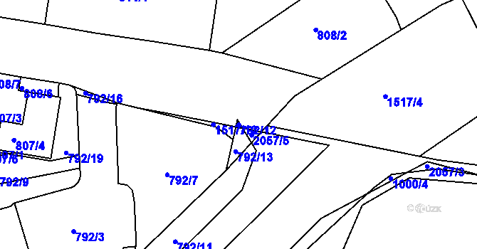 Parcela st. 792/12 v KÚ Jinonice, Katastrální mapa