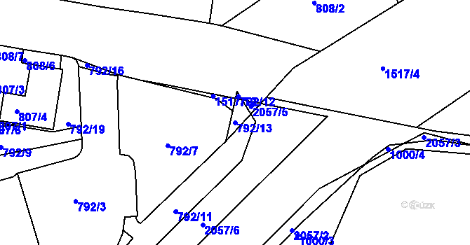 Parcela st. 792/13 v KÚ Jinonice, Katastrální mapa