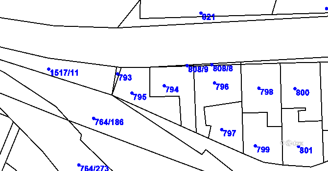Parcela st. 794 v KÚ Jinonice, Katastrální mapa