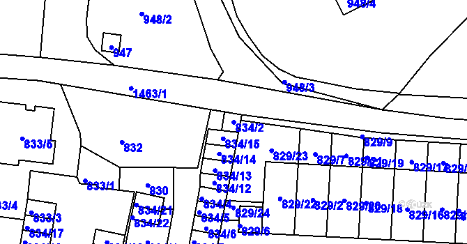 Parcela st. 834/2 v KÚ Jinonice, Katastrální mapa