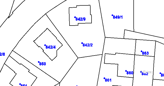 Parcela st. 842/2 v KÚ Jinonice, Katastrální mapa