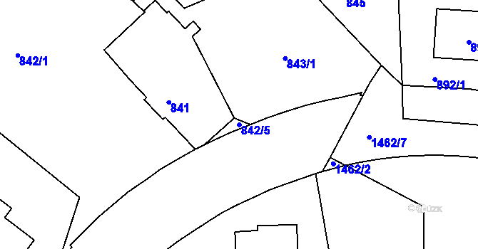 Parcela st. 842/5 v KÚ Jinonice, Katastrální mapa