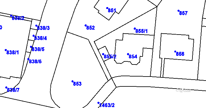 Parcela st. 855/2 v KÚ Jinonice, Katastrální mapa