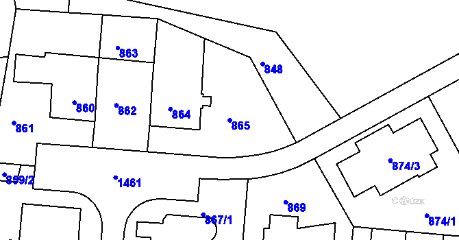Parcela st. 865 v KÚ Jinonice, Katastrální mapa