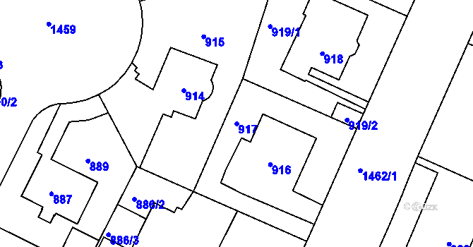 Parcela st. 917 v KÚ Jinonice, Katastrální mapa