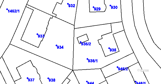 Parcela st. 936/2 v KÚ Jinonice, Katastrální mapa