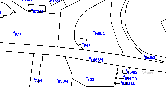 Parcela st. 947 v KÚ Jinonice, Katastrální mapa