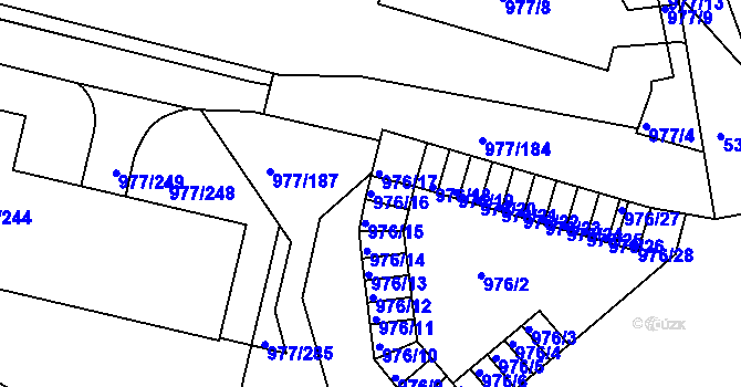Parcela st. 976/16 v KÚ Jinonice, Katastrální mapa
