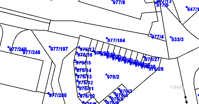 Parcela st. 976/19 v KÚ Jinonice, Katastrální mapa