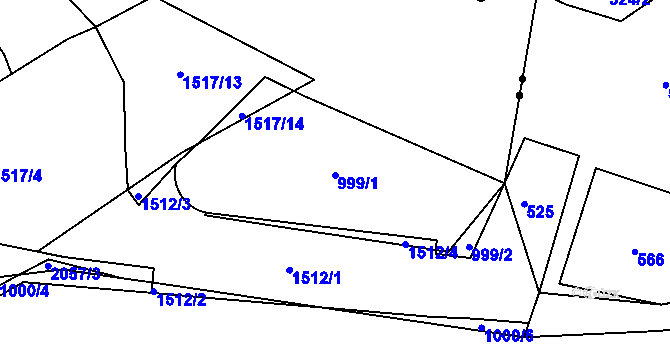 Parcela st. 999/1 v KÚ Jinonice, Katastrální mapa