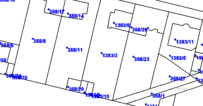 Parcela st. 1383/2 v KÚ Jinonice, Katastrální mapa