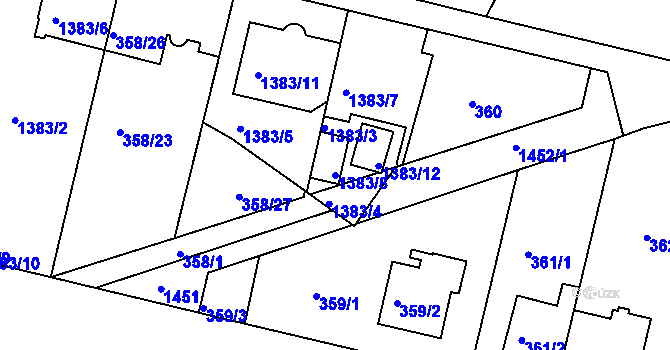 Parcela st. 1383/8 v KÚ Jinonice, Katastrální mapa