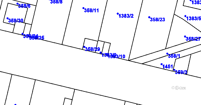 Parcela st. 1383/9 v KÚ Jinonice, Katastrální mapa