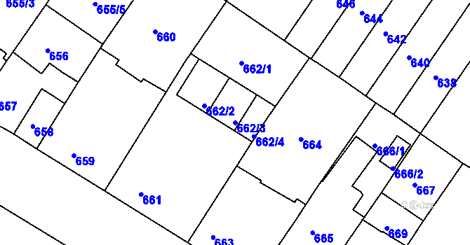 Parcela st. 662/3 v KÚ Jinonice, Katastrální mapa