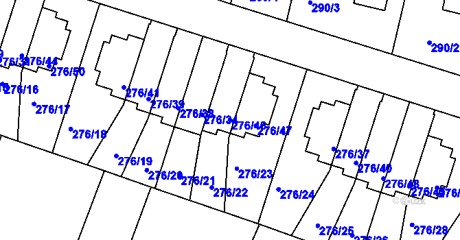 Parcela st. 276/46 v KÚ Jinonice, Katastrální mapa