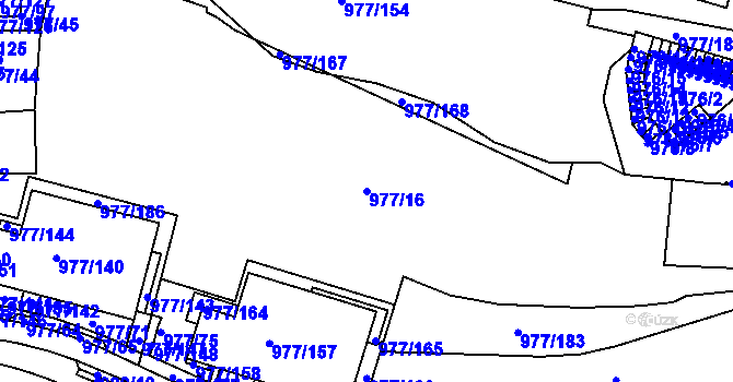 Parcela st. 977/16 v KÚ Jinonice, Katastrální mapa