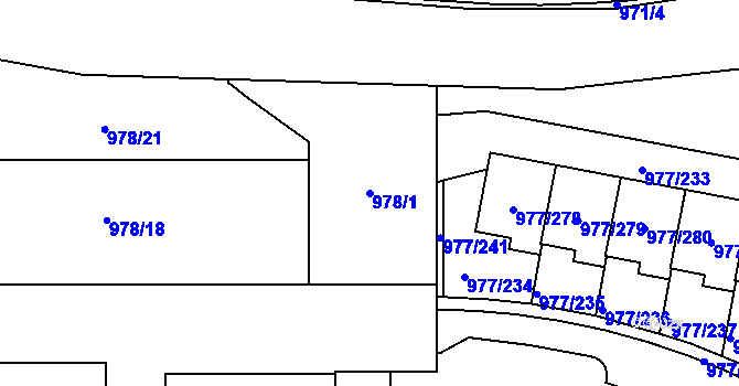 Parcela st. 978/1 v KÚ Jinonice, Katastrální mapa