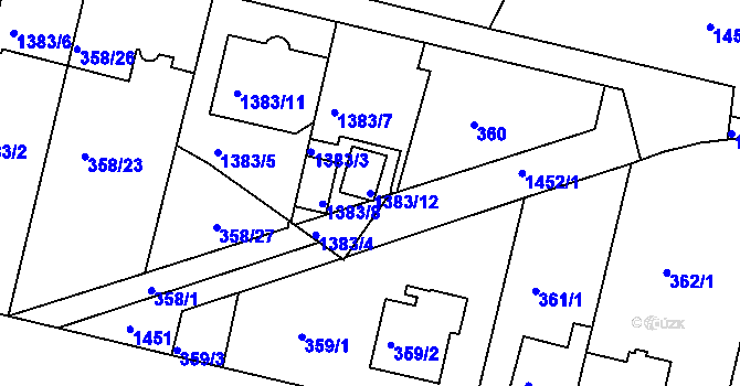 Parcela st. 1383/12 v KÚ Jinonice, Katastrální mapa