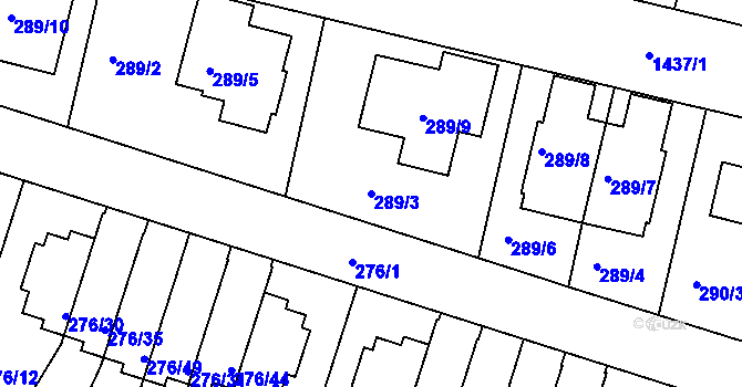 Parcela st. 289/3 v KÚ Jinonice, Katastrální mapa