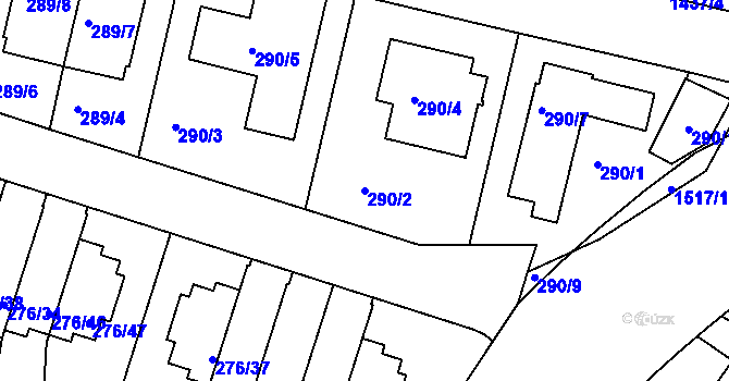 Parcela st. 290/2 v KÚ Jinonice, Katastrální mapa