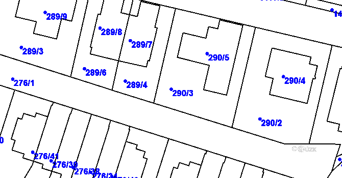 Parcela st. 290/3 v KÚ Jinonice, Katastrální mapa