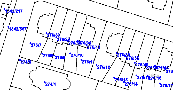 Parcela st. 276/43 v KÚ Jinonice, Katastrální mapa