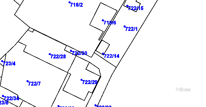 Parcela st. 722/14 v KÚ Jinonice, Katastrální mapa