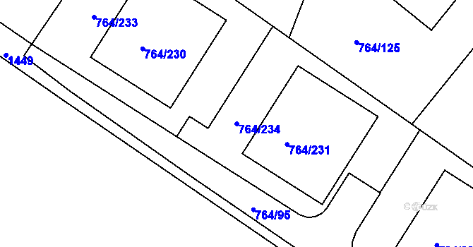 Parcela st. 764/234 v KÚ Jinonice, Katastrální mapa