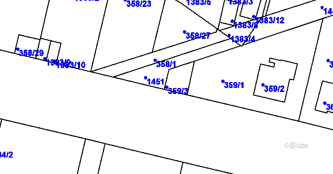 Parcela st. 359/3 v KÚ Jinonice, Katastrální mapa