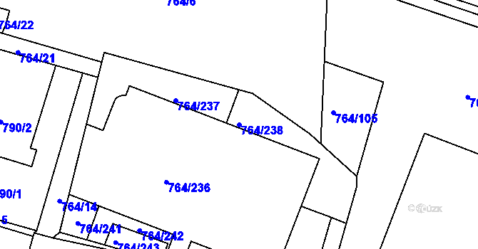 Parcela st. 764/238 v KÚ Jinonice, Katastrální mapa