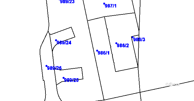 Parcela st. 986/1 v KÚ Jinonice, Katastrální mapa