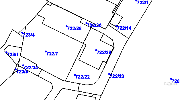 Parcela st. 722/29 v KÚ Jinonice, Katastrální mapa