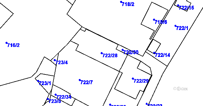 Parcela st. 722/28 v KÚ Jinonice, Katastrální mapa