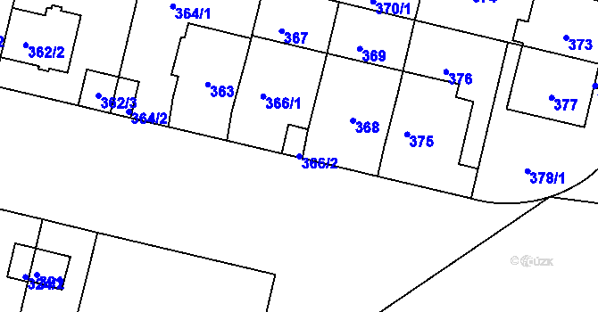 Parcela st. 366/2 v KÚ Jinonice, Katastrální mapa