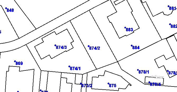 Parcela st. 874/2 v KÚ Jinonice, Katastrální mapa
