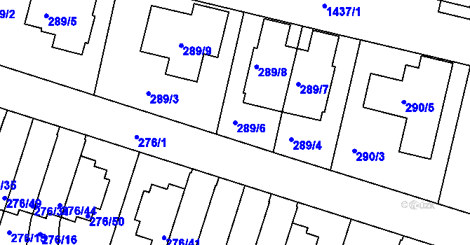 Parcela st. 289/6 v KÚ Jinonice, Katastrální mapa