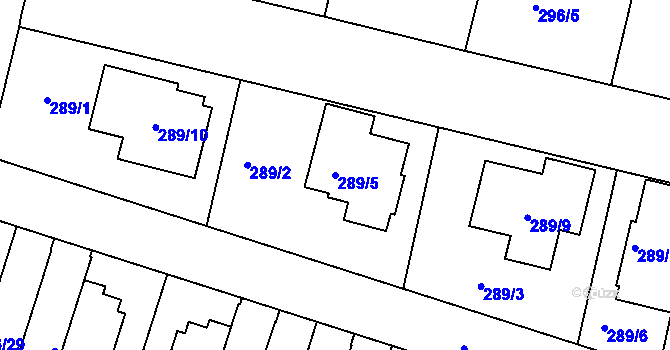 Parcela st. 289/5 v KÚ Jinonice, Katastrální mapa