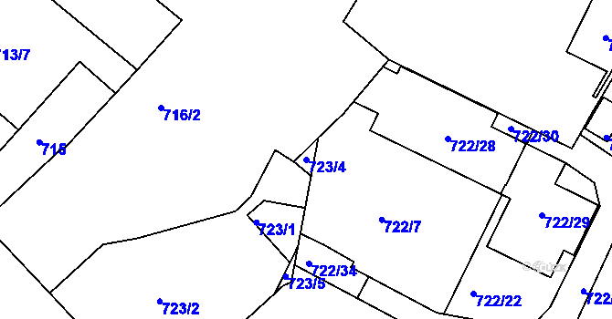 Parcela st. 723/4 v KÚ Jinonice, Katastrální mapa