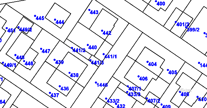 Parcela st. 441/1 v KÚ Jinonice, Katastrální mapa