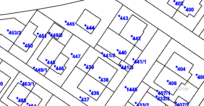Parcela st. 441/2 v KÚ Jinonice, Katastrální mapa
