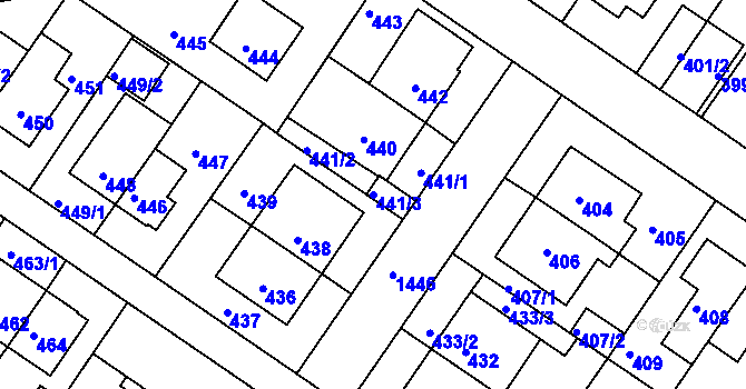 Parcela st. 441/3 v KÚ Jinonice, Katastrální mapa