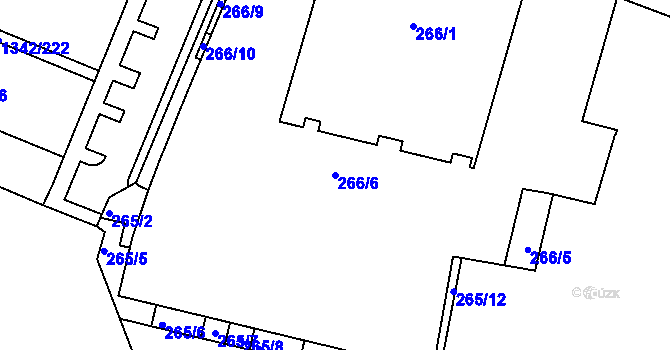 Parcela st. 266/6 v KÚ Jinonice, Katastrální mapa