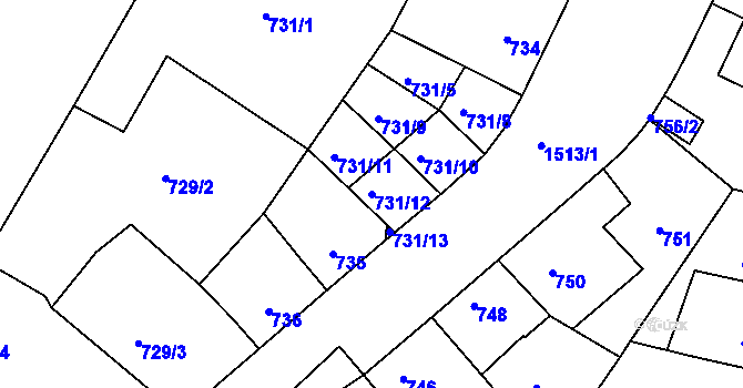 Parcela st. 731/12 v KÚ Jinonice, Katastrální mapa