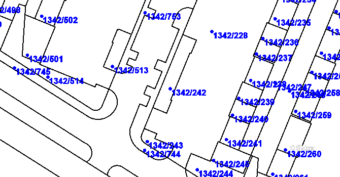 Parcela st. 1342/242 v KÚ Jinonice, Katastrální mapa