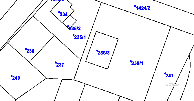 Parcela st. 238/3 v KÚ Jinonice, Katastrální mapa