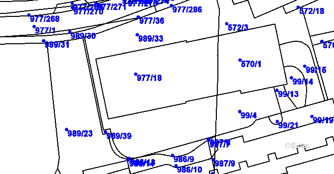 Parcela st. 987/3 v KÚ Jinonice, Katastrální mapa
