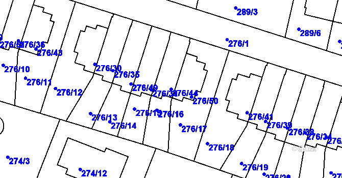 Parcela st. 276/44 v KÚ Jinonice, Katastrální mapa