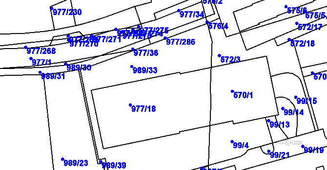 Parcela st. 977/19 v KÚ Jinonice, Katastrální mapa