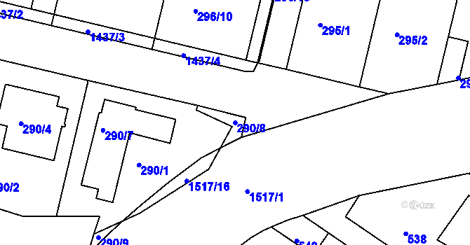 Parcela st. 290/8 v KÚ Jinonice, Katastrální mapa